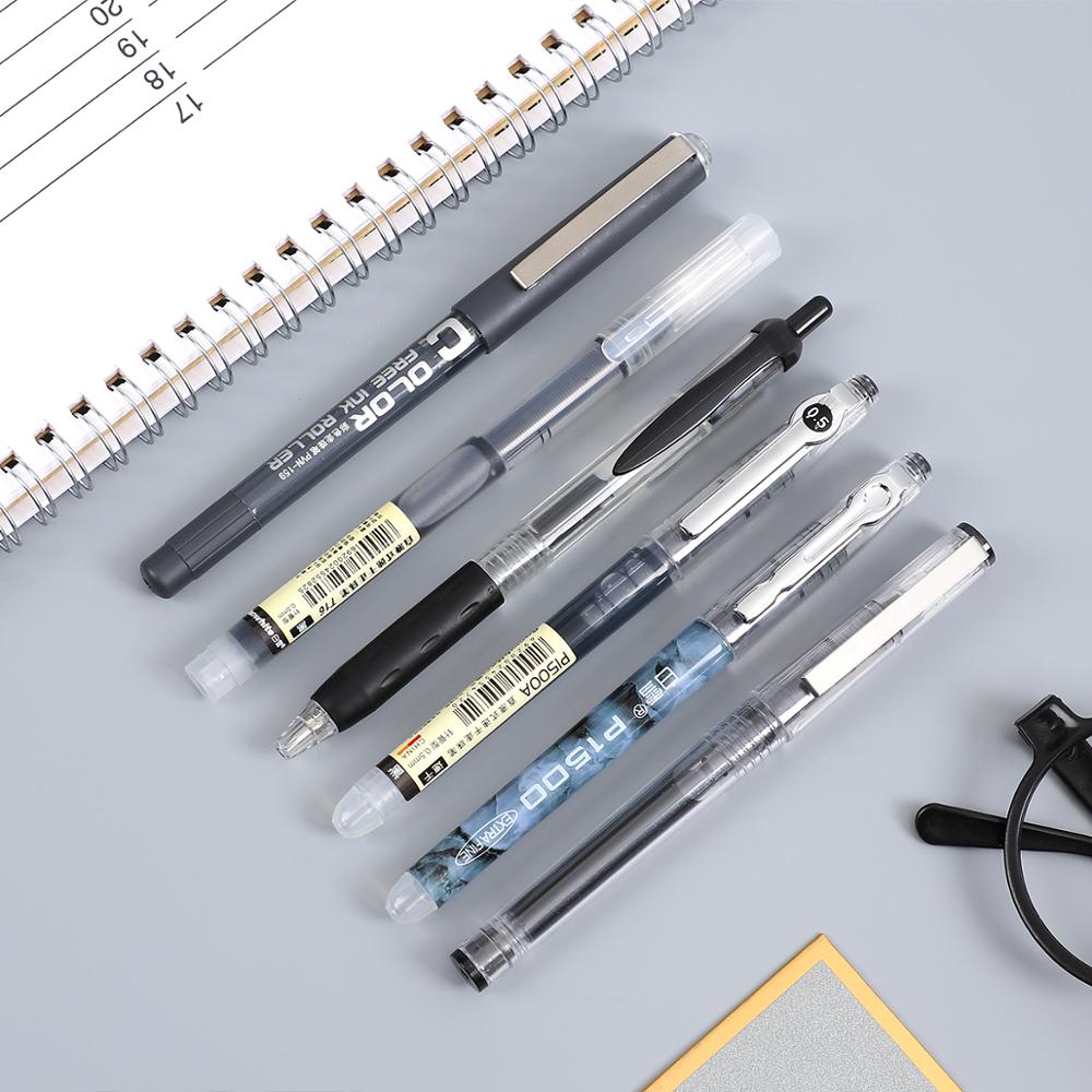 6pcs 7pcs/set Simplicity color Large Gel Pen set 0.5mm quick-drying Straight Pen highlighter for school Stationery kawaii