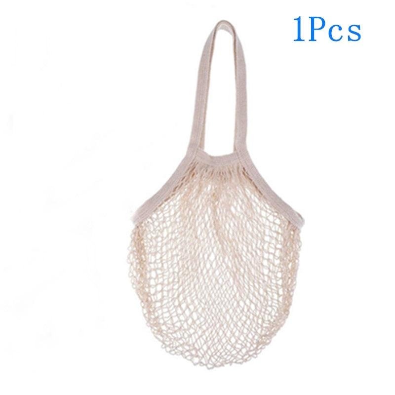 Reusable Cotton Mesh Produce Bags for Vegetable Fruit Food Kitchen Washable Grid Storage Bag Eco String bag Kitchen Organizer