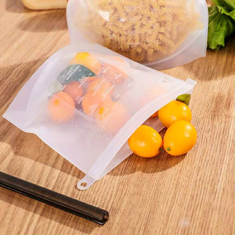 1Pc Silicone Food Storage Bag Reusable Food Preservation Bag Container Leakproof Kitchen Storage Bag for Freezer Kitchen Gadgets