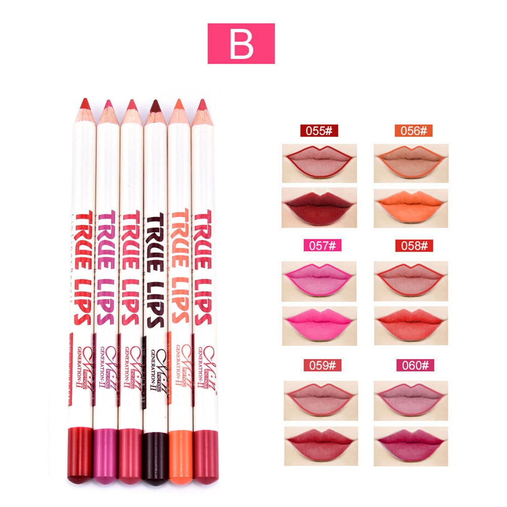 6Pcs/set Lipliner Pencil Matte Lipstick Waterproof Long Lasting Women Makeup crayon