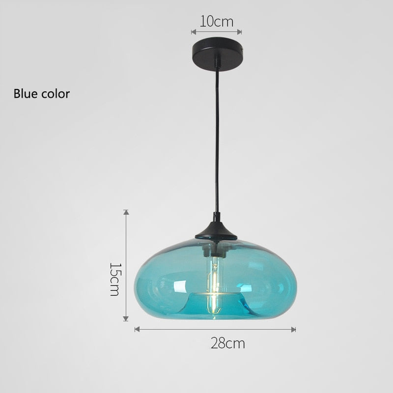 Simple Modern Colorful Hanging Lamp Loft E27 Pendant Lamp Decor for Kitchen Restaurant Room Glass Light Fixtures