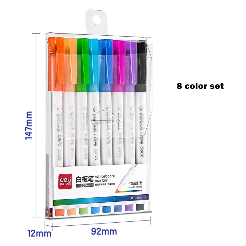 Multi 12 Color Whiteboard Pen Set Erasable Marker Pen for White Board Glass Kids Drawing Office Meeting School Teacher