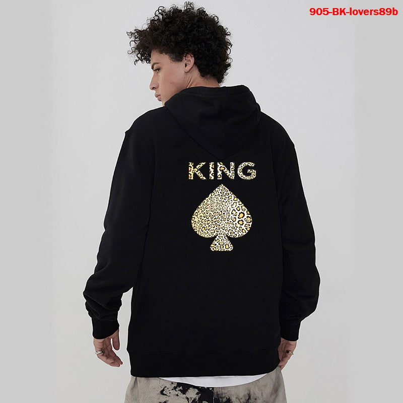 Women Hoodies King Queen Printed Sweatshirt Lovers Couples Hoodie Fashion Hooded Sweatshirt Matching Casual Pullovers Tracksuits