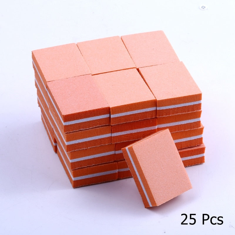 10/25/50pcs lot Double-sided Mini Nail File Blocks Colorful Sponge Nail Polish Sanding Buffer Strips Polishing Manicure Tools