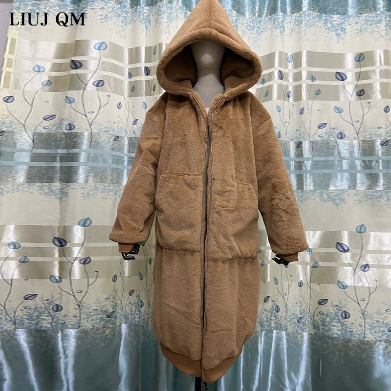 Oversized Winter Faux Fur Coat Women Parka Long Warm Faux Fur Jacket Coats Hoodies Loose Winter Coat Outwear Casaco Feminino