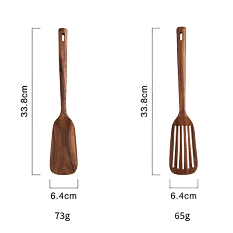 Wooden Kitchen Utensil Set, Acacia Spurtle Kitchen Sets Non-Stick Wooden Cooking Utensils Spatula Slotted Spurtle Spatula Sets