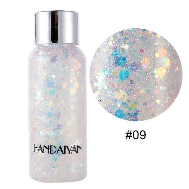 HANDAIYAN Teras Glitter Body Gel Cream Body Hair Face Eye Glitter Flash Heart Palette Sequins Pigment Cream Festival Decor