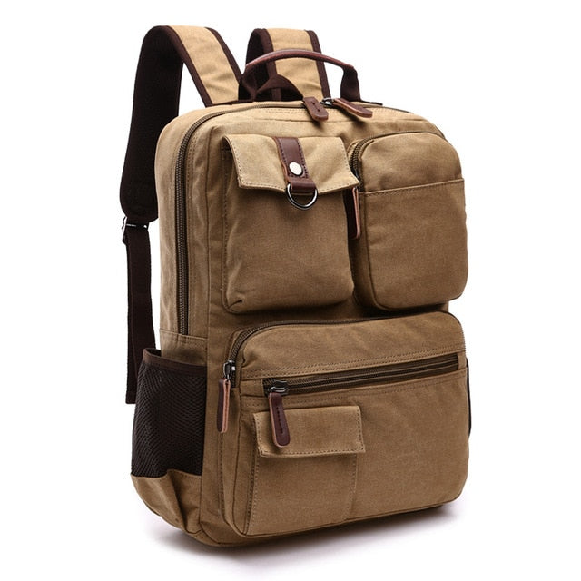 Mens Laptop Backpack Rucksack Canvas School Bag Travel Backpacks for Teenage Male Bagpack Computer Knapsack Bags Computer Bag