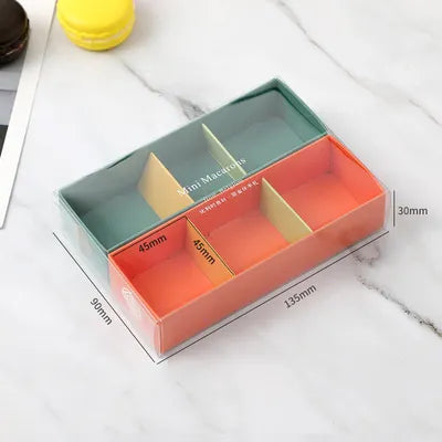 10pcs Macaron packaging box high-end French biscuit candy carton window open PET transparent 3/5/6 grain baking drawer type