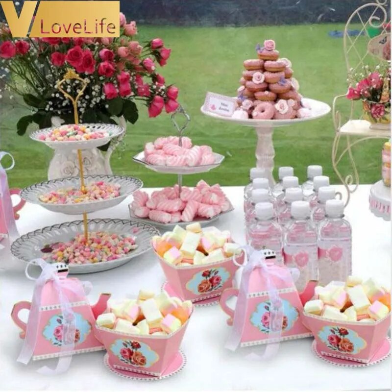 Candy Boxes Teapot Party Favors Wedding Gifts for Guests Baby Shower Birthday Party Packaging Box  Decoration 10Pcs Gift Bags