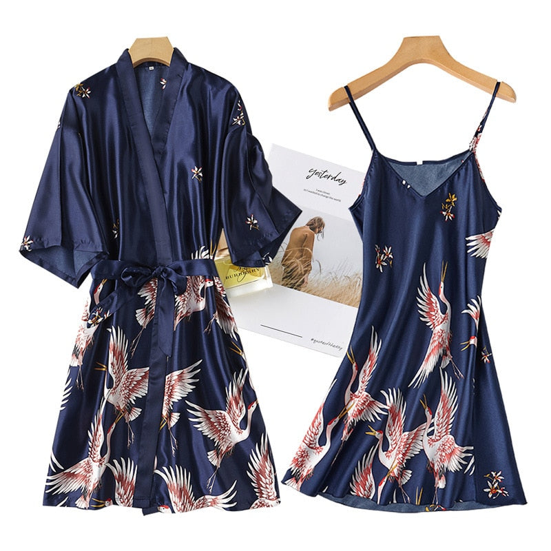 Fashion Women's Summer Mini Kimono Robe Lady Rayon Bath Gown Yukata Nightgown Sleepwear Sleepshirts Pijama Mujer Size M-XXL