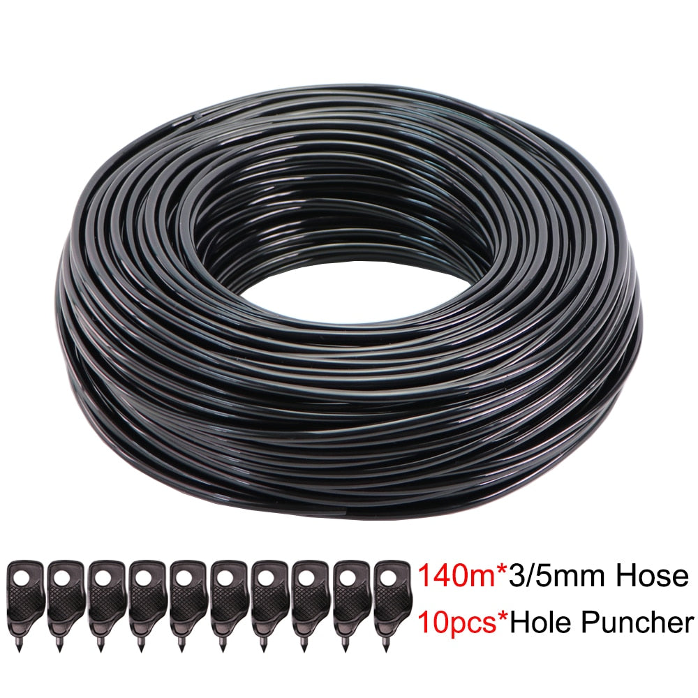 5-140m Garden Watering 3/5mm Hose Irrigation Pipe 1/8'' Tubing Greenhouse Bonsai Plant Flower Drip Arrow Dripper Sprinkler Tube