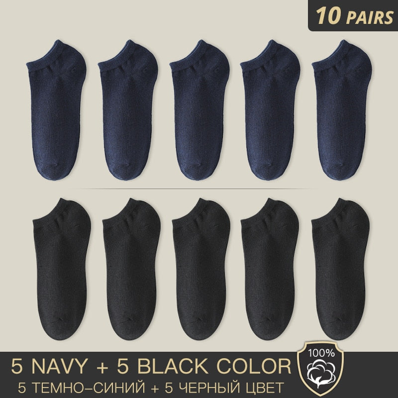 HSS Brand 100% Cotton Men Socks Summer Thin Breathable Socks High Quality No Show Boat Socks Black Short For Students Size 39-44