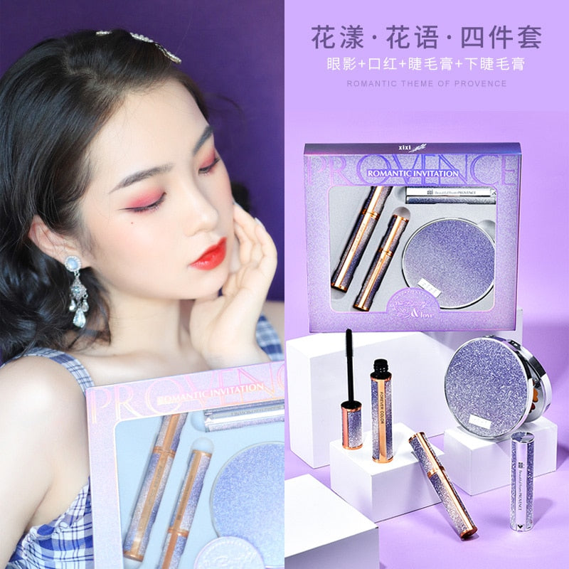 Romantic Invitation in Provence Makeup Set Eyeshadow Mascara Lipstick Velvet Matte Thick Curling Waterproof Lasting Nude Makeup