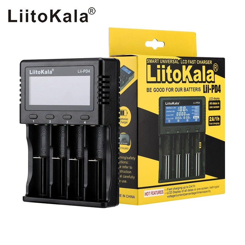 LiitoKala Battery Charger for 18650 26650 21700 AA AAA 3.7V lithium NiMH battery