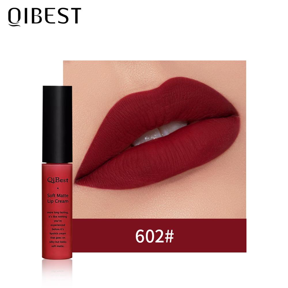 QIBEST Matte Lip Gloss Lip Makeup 34 Colors Velet Nude Waterproof Lipgloss Matte Lipstick Liquid Lipstick Long lasting Lip Tint