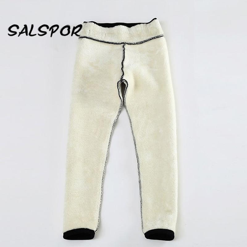 Warm Winter Thick Leggings Women Wool Fleece Females Clothing Lambskin Cashmere Velvet Pants Elasticity