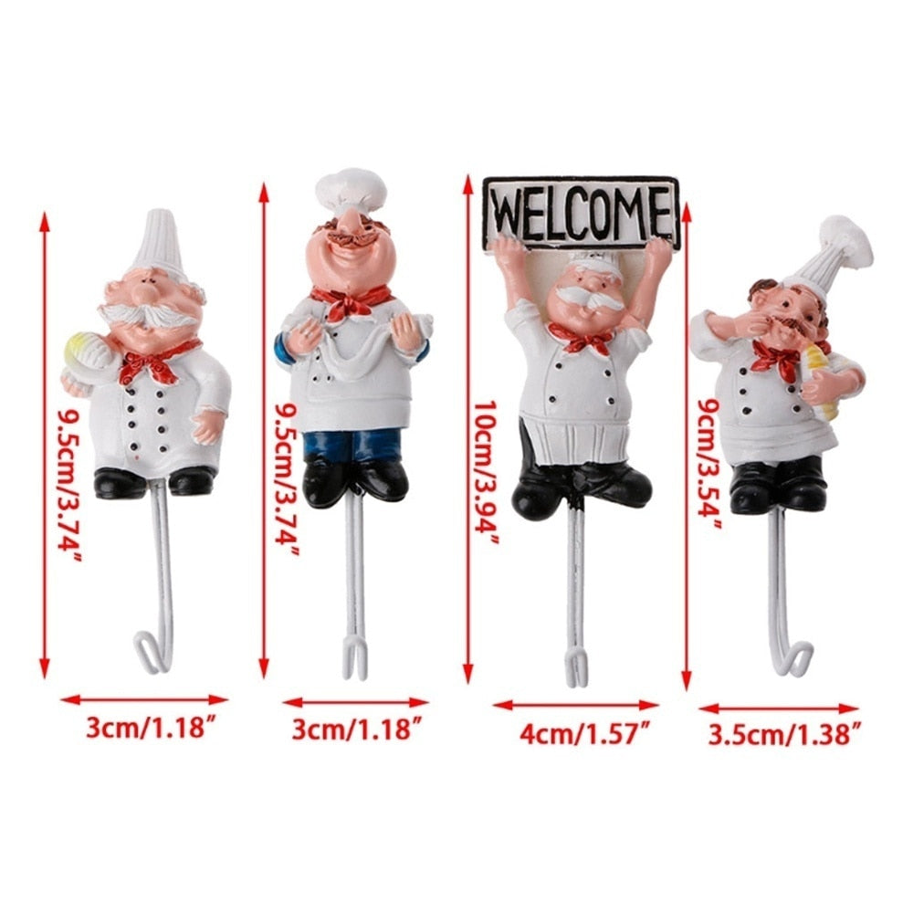 Kitchen Creative Chef Cartoon Storage Rack Hooks Wall Hanger Kitchen Hooks for Utensils