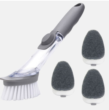 Dish-washing brush sponge long handle Automatically add detergent pot-washing brush multifunction degreasing kitchen accessories