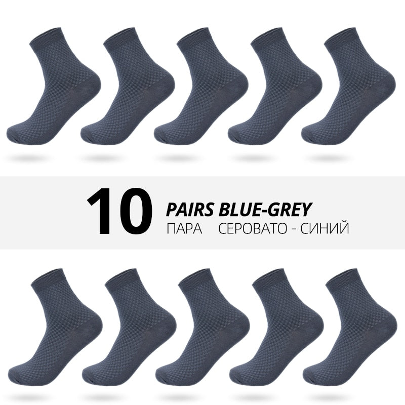 10 Pairs/Lot Men Bamboo Fiber Socks New Classic Business Long Socks Mens Dress Sock For Winter Gift Plus Size EUR39-45