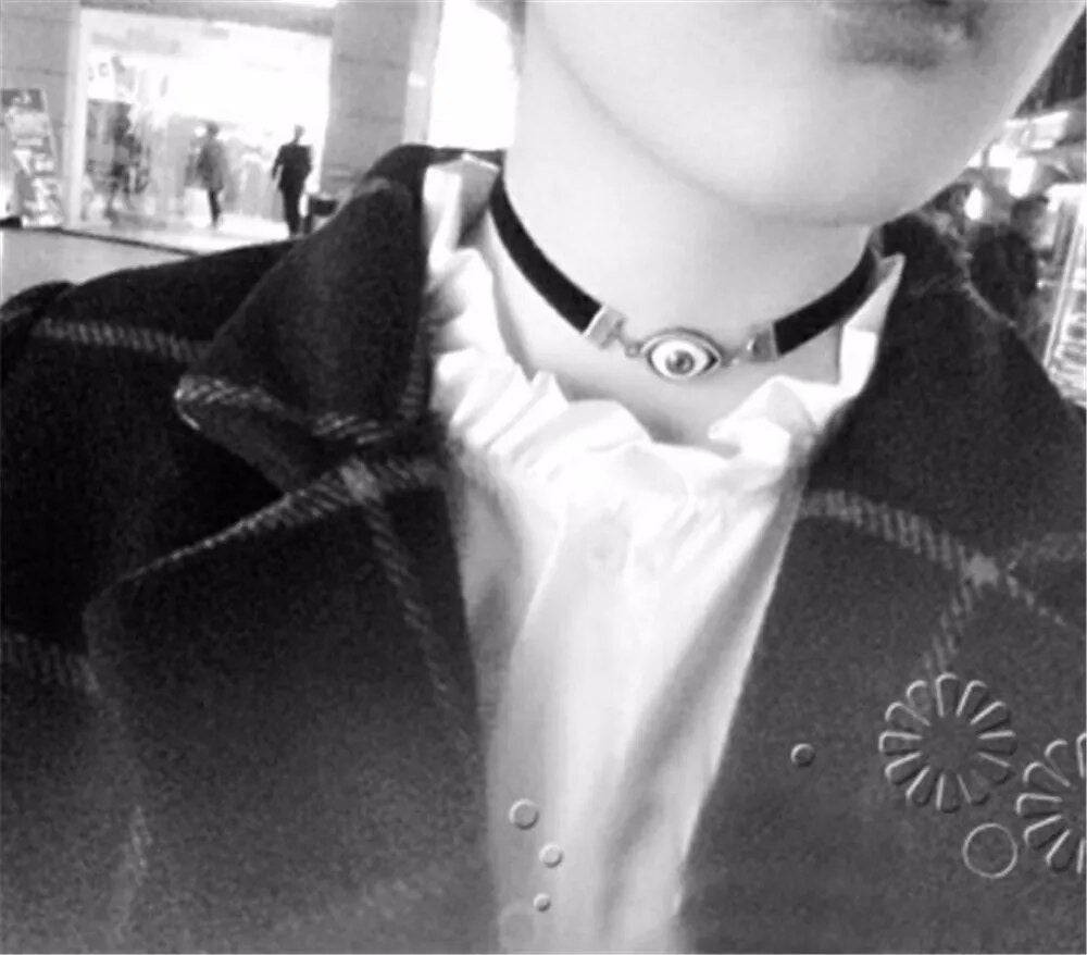 JOUVAL Harajuku Chokers Necklaces For Women Black Velvet Vintage Halloween Gothic Goth Devil Demon Eye Chain Pendant Jewelry