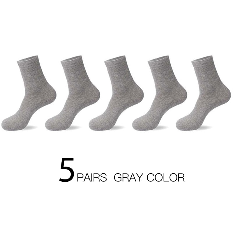 High Quality Casual Men's Business Socks Summer Winter Cotton Socks Quick Drying Black White Long Sock Plus Size