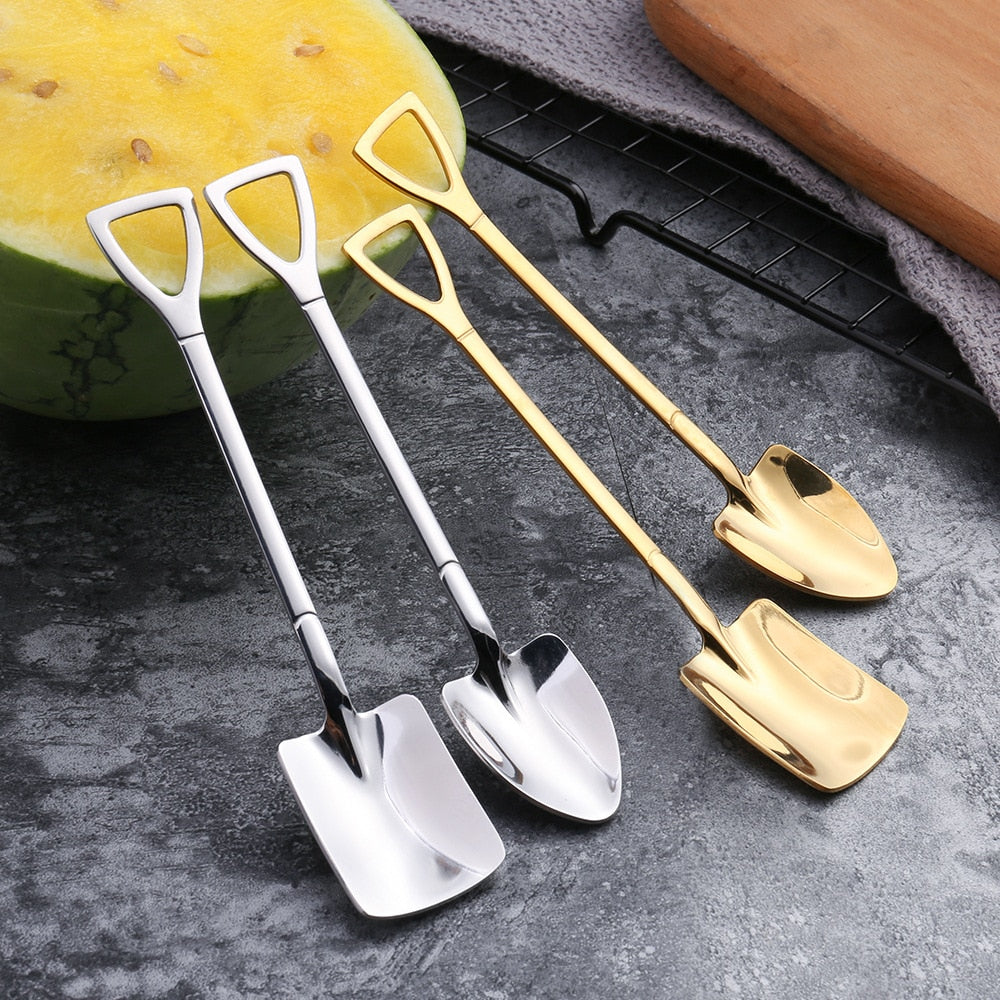 Fashion coffee spoon ice cream dessert spoon retro cute round head spoon kitchen gadget decoration kitchen bar utensils