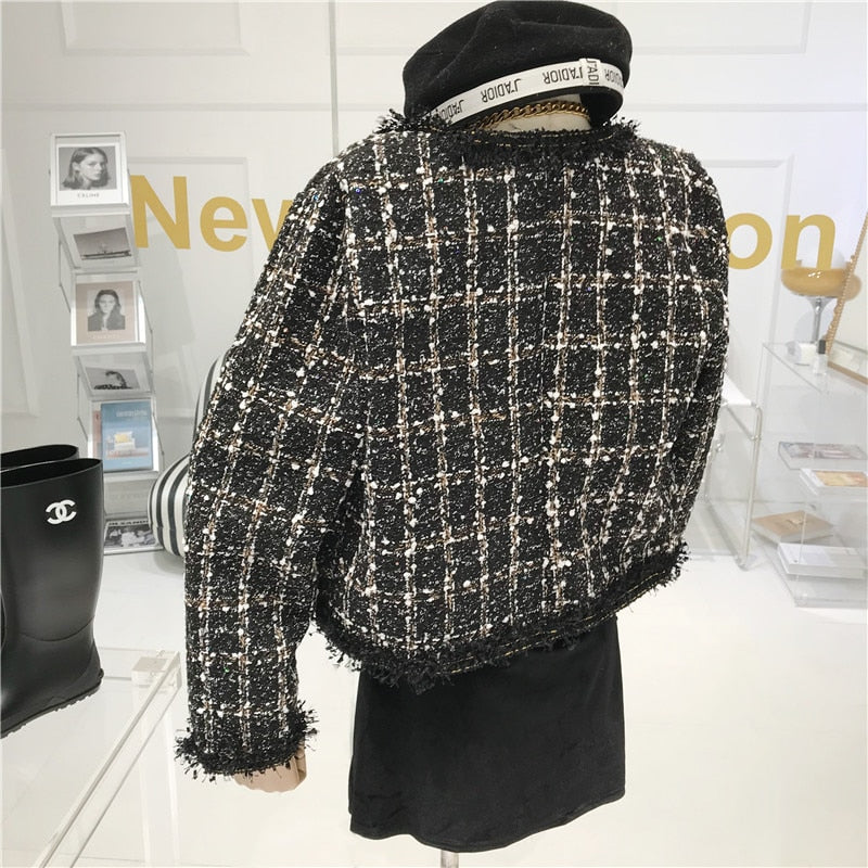 High-quality Temperament Ladies style tweed women short Jacket Women autumn  elegant jacket Female Fashion Jacket Woman Top