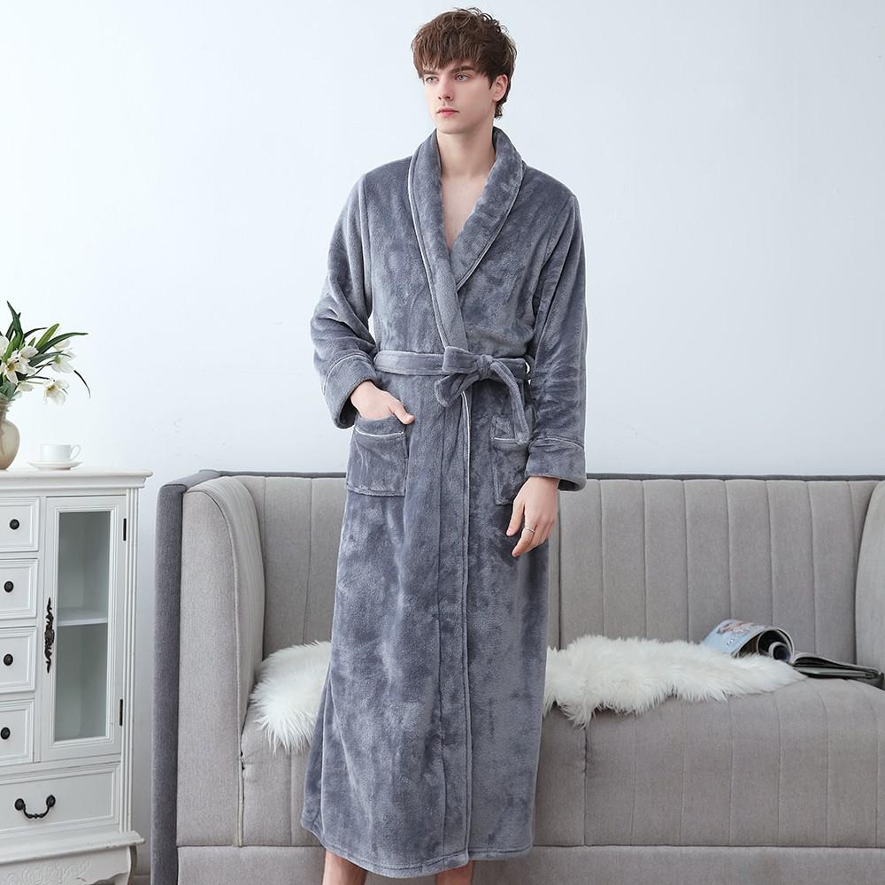 Winter Flannel Soft Kimono Gow Ultra Large Long Bathrobe Nightwear Thick Warm Women Sleepwear