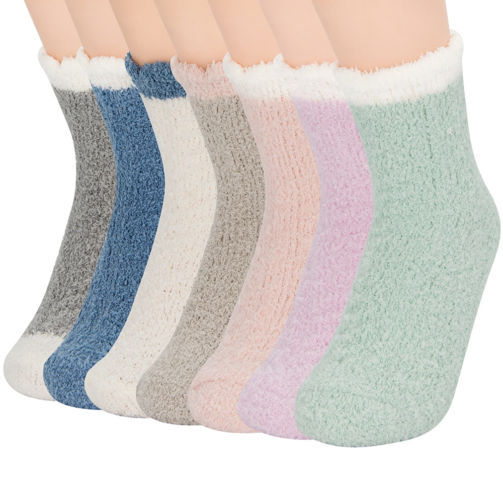 5 Pair Candy Warm Lady Heart Cute Winter Kawaii Thick Casual Women Socks Fuzzy Fluffy Warm Socks Short Cute Cotton Socks Female