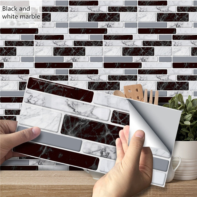 Kitchen wall Decoration Stickers Black Gray Imitation Wall Tile Wallpaper Waterproof Bathroom Restaurant Home Decor Brick Decals