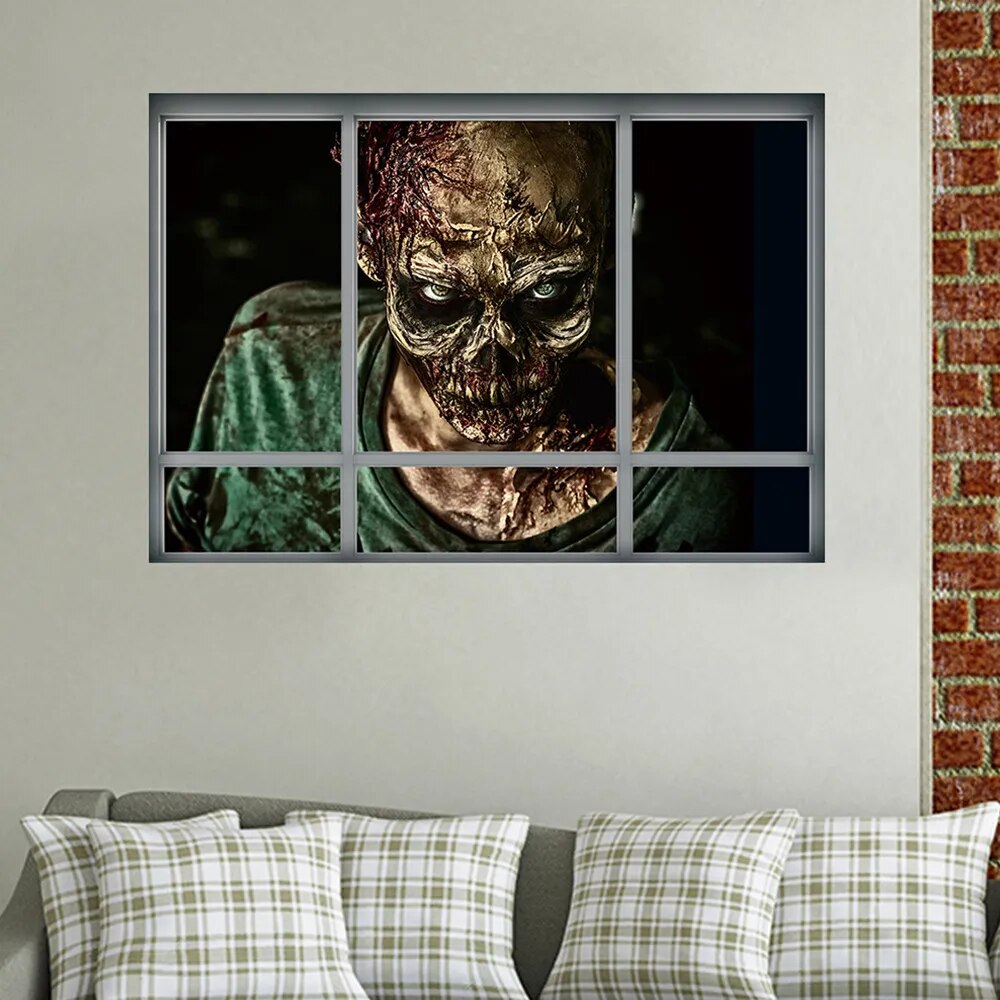 Halloween Zombie Wall Stickers Horror Poster Window View Big Size Sticker Halloween Gifts Room Decoration Wall Decals Kids Gifts