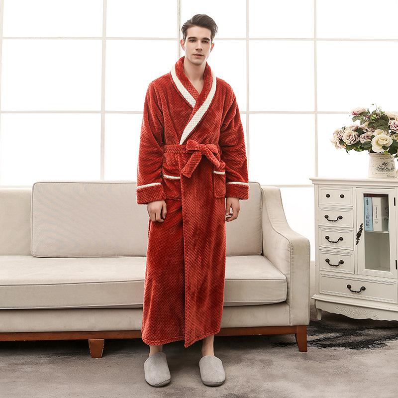 Winter Flannel Soft Kimono Gow Ultra Large Long Bathrobe Nightwear Thick Warm Women Sleepwear