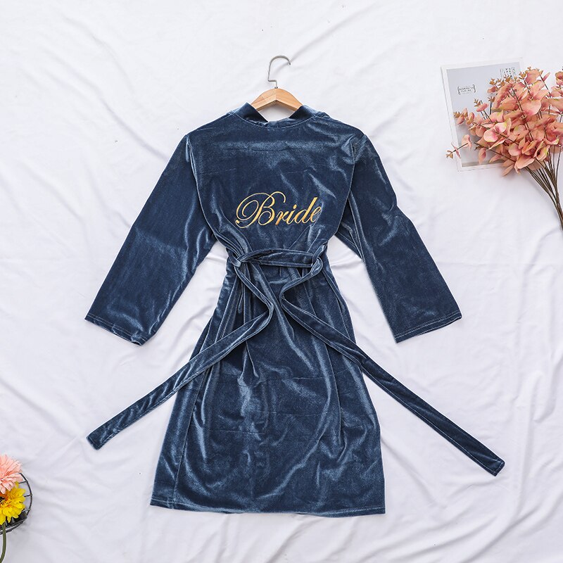 Women Sexy Bride Wedding Robe Sleepwear Velvet Intimate Lingerie Home Clothes Soft Embroidery Nightgown Nightwear Kimono Gown