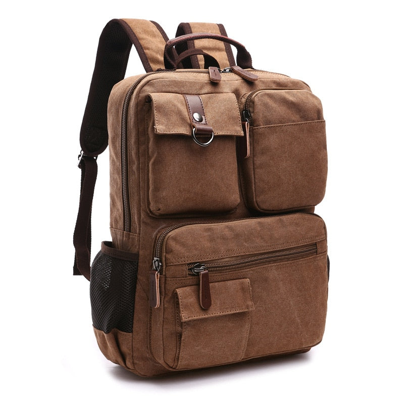 Mens Laptop Backpack Rucksack Canvas School Bag Travel Backpacks for Teenage Male Bagpack Computer Knapsack Bags Computer Bag