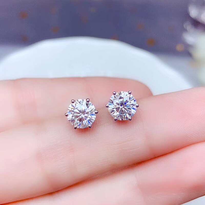 CoLife Jewelry 925 Silver Moissanite Earrings for Daily Wear 6.5mm VVS1 Grade Moissanite Stud Earrings Birthday Gift for Girl