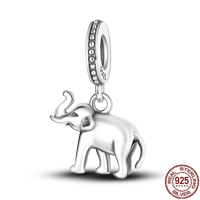 Silver Color Cute Elephant Series Charm Beads Fit Original Pandora Bracelet Jewelry For Women Gift