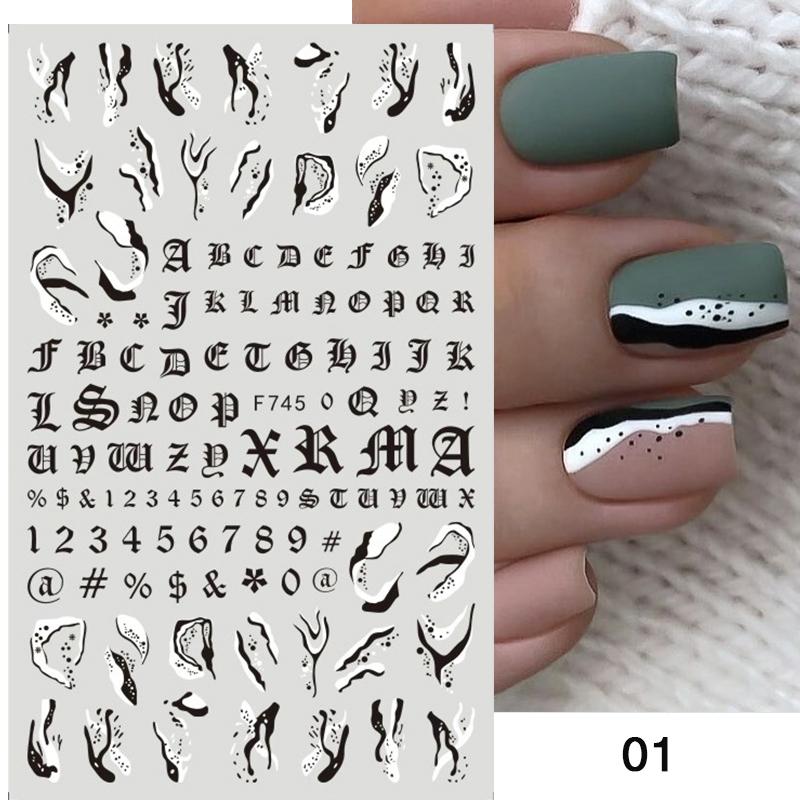 1PC Heart Love Design 3D Nail Sticker English Letter stickers Face Pattern Trasnfer Sliders Valentine's Day Nail Art Decoration