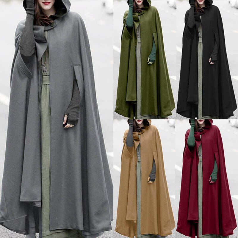 ZANZEA Women Autumn Winter Hoodies Long Cape Cloak Casual Hooded Coat Outwear Windbreaker Streetwear Jackets Christmas Poncho