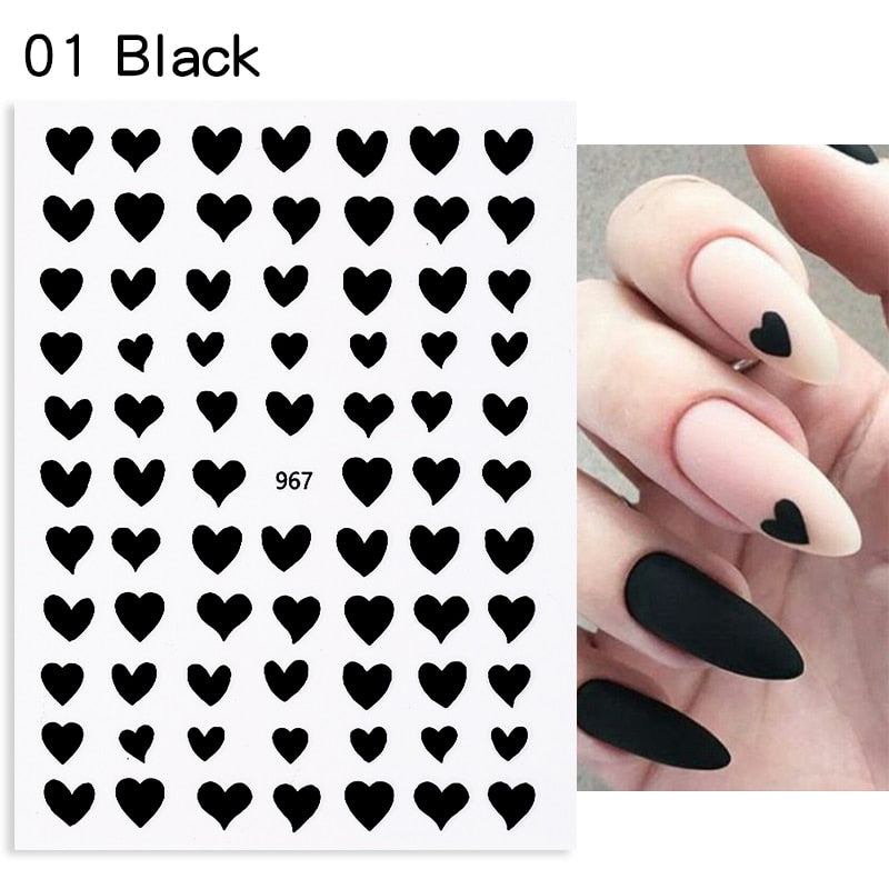 1PC Heart Love Design 3D Nail Sticker English Letter stickers Face Pattern Trasnfer Sliders Valentine's Day Nail Art Decoration