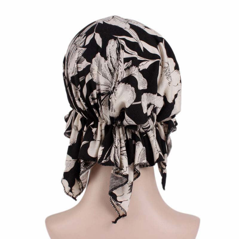 New fashion print woman turban hat soft elastic flowers lady muslim headdress wrap head scarf hijab caps turbante female