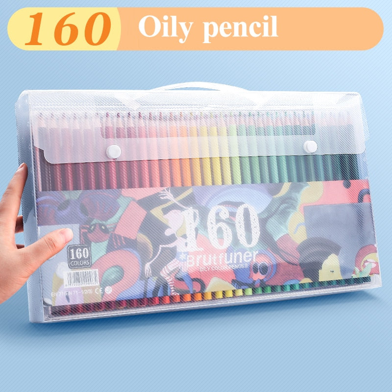 Brutfuner 12/50/160/180/260 Professional Oil Colored Pencil Set Wood Sketch Drawing Pencil For Kid Student Painting Art Supplies