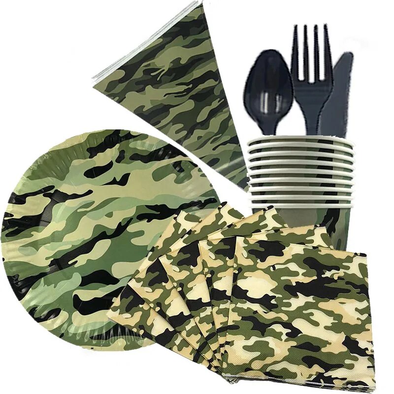 Birthday Army Military Camouflage Party Tank Balloon 32inch Number Helium Camo Party Supplies Tableware Banner