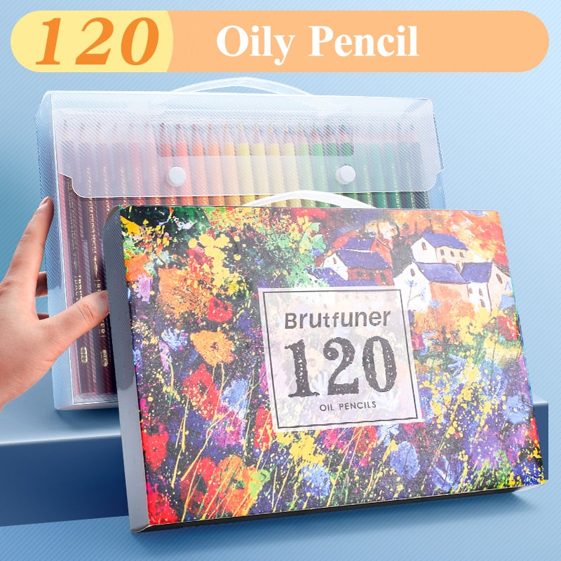 Brutfuner 12/50/160/180/260 Professional Oil Colored Pencil Set Wood Sketch Drawing Pencil For Kid Student Painting Art Supplies