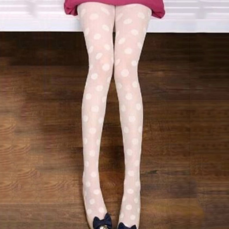 Japan Style Dot Patterned Women Pantyhose Fashion Sweet Girl Black Sexy Tights Female Stocking Transparent Silk Tights