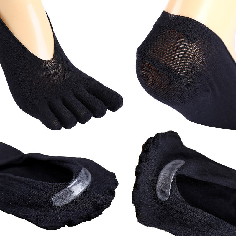 3 Pairs Women Summer Five-finger Socks Female Ultrathin Cute Invisible Kawaii Sokken Short Anti Slip Socks Ladies Ankle Socks