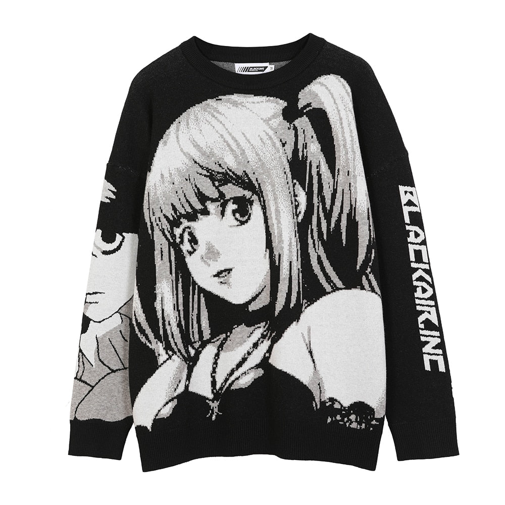 Vintage Knitted Harajuku Kawaii Winter Clothes Women Oversized Sweaters Gothic Long Sleeve Tops Goth Y2k Streetwear Men