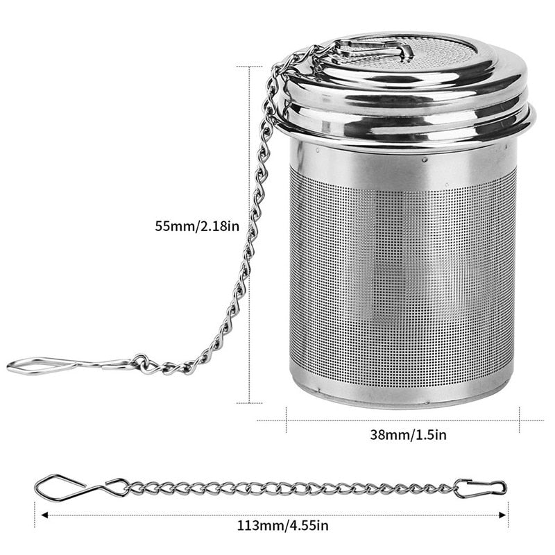 1PC Cylindrical Stainless Steel Tea Leaf Infuser Strainer Spice Herbal Teapot Reusable Mesh Filter Home Kitchen Accessories