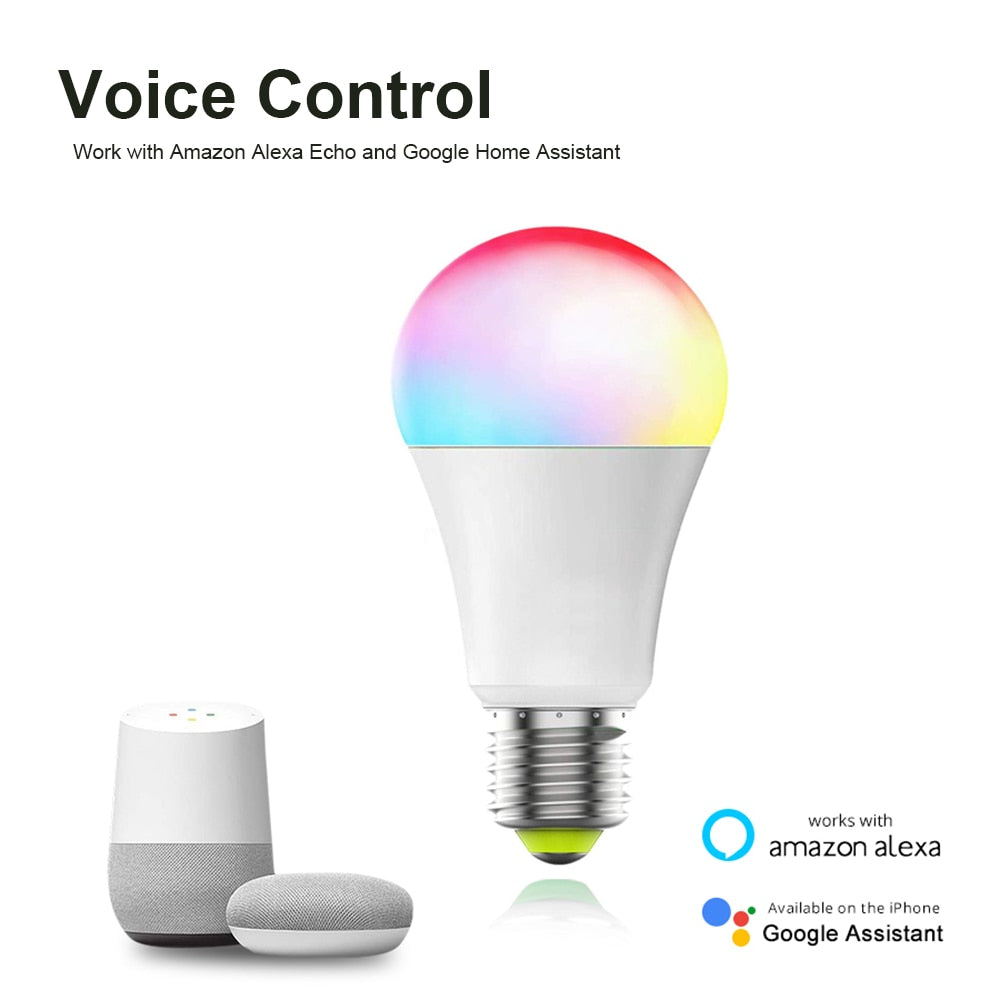 AVATTO Tuya 15W WiFi Smart Home Light Bulb, E27 RGB LED Lamp Dimmable with Smart Life APP, Voice Control for Google Home, Alexa