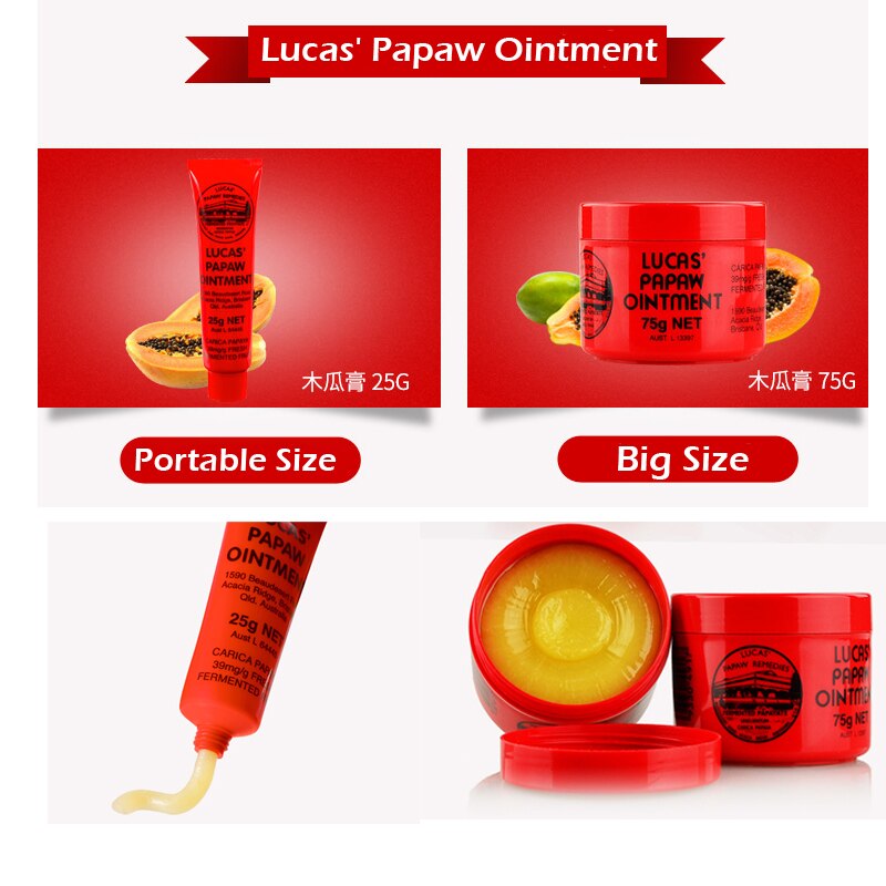 Australia Lucas PAPAW Ointment Diaper Rash Cream Wound Care Papaya Skin Rash Cream for insect bites nappy rash 25g/75g